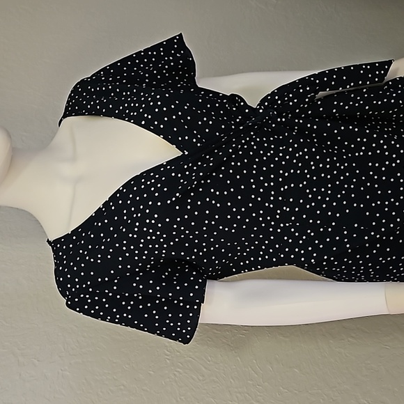 RELIPOP Polka Dot Ruffle Flounce Wrap Dress Large - Picture 4 of 10